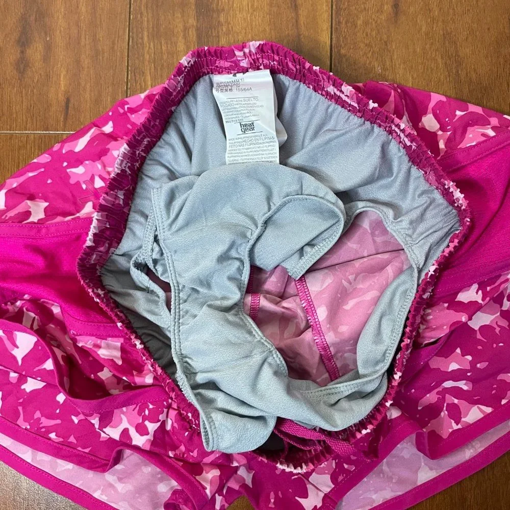 Under Armour Pink Camo Drawstring Athletic Running Womens Shorts Size S
